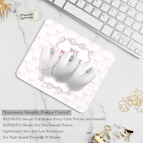 Pink Christian Decor Mouse Pad - Trendy Bible Verse Bow Office Desk Mousepad, Pink Coquette Preppy Girly Bow Decor Mousepad, Christian Preppy Gifts, Coworker Gifts, 9.5x8 Inches - color: Bow Mercies