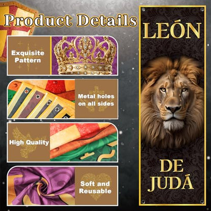 4Pcs Spanish Church Banners for Sanctuary Wall Worship Religious Banners Hanging Backdrop Christian Porch Signs Bible Verses Banner Scripture Hanging Signs for Church School Decor - style: Spanish Bible Verses