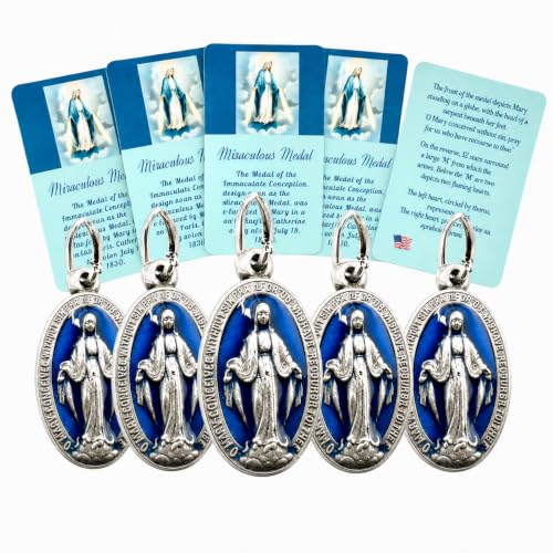 Miraculous Medal Set of 5 Mini Mary Italian Metal Prayer Cards