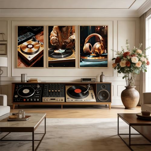 IEMIHZUM DJ Turntable Canvas Wall Art Set of 3 Music Hip Hop Posters12x16in - color: Poster DJ, size: 16L"X12W"
