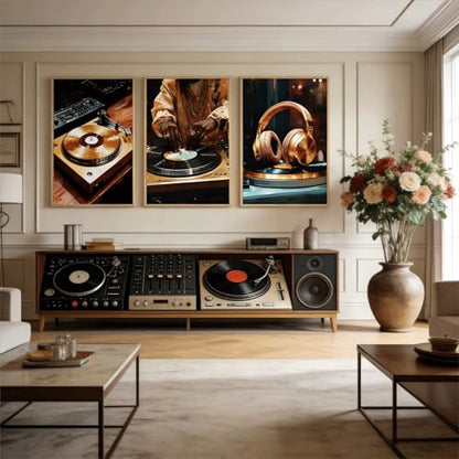 IEMIHZUM DJ Turntable Canvas Wall Art Set of 3 Music Hip Hop Posters12x16in - color: Poster DJ, size: 16L"X12W"