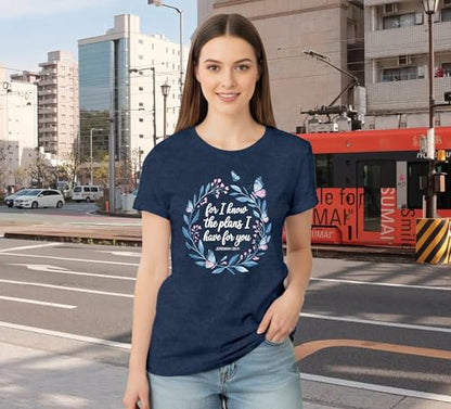 LBP Womens Christian Wildflowers Shirts Grow in Grace Shirt Bible Verse Faith-Based Tee Tops - color: Blue1, size: Large