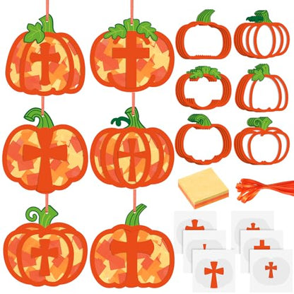 Chiisong 24 Sets Religious Pumpkin Crafts DIY Fall Christian Crafts Kit - style: Religious Pumpkin