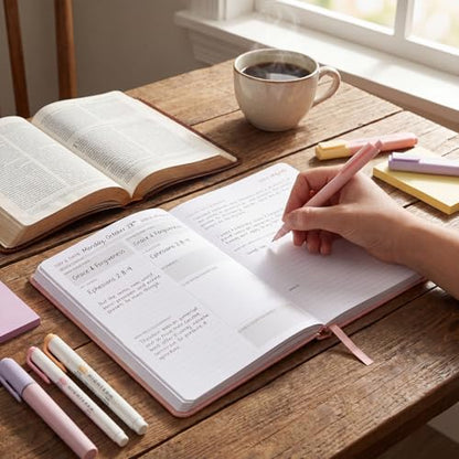 Thboxes Guided Bible Study Journal, A5 Church Notes, Prayer Notebook, Pink - color: Pink