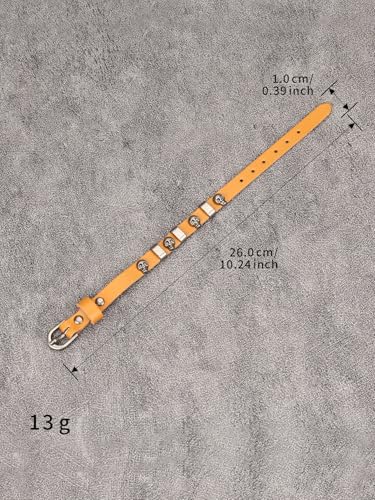 Jeilwiy Punk Rock Gothic Black Rivet Leather Spiked Necklace Collar Neckband Leather Choker Necklace for Women Mom Gifts Adjustable - color: HGB152-Orange