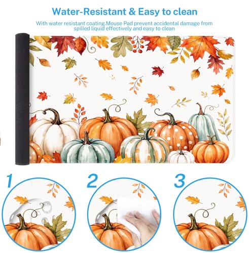 Britimes Large Mouse Pad, Mouse Pad, 31.5 x 15.7 Inch, Fall Pumpkin Leaf - color: Fall Pumpkin Leaf