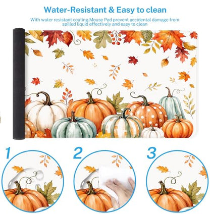 Britimes Large Mouse Pad, Mouse Pad, 31.5 x 15.7 Inch, Fall Pumpkin Leaf - color: Fall Pumpkin Leaf