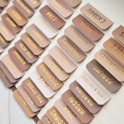Laminated Bible Tabs for Women and Men, Gold Foil Embossed Lettering - style: Amber Brown