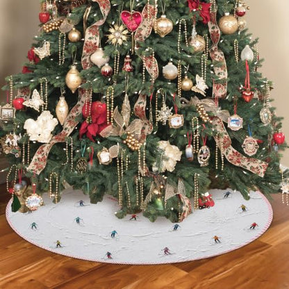 Winter Skiing Christmas Tree Skirt, Ski Gifts Xmas Tree Skirt 527XW-TS - color: Skiing-3