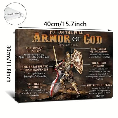 Armor of God Wall Art - Christian Wall Art with Ephesians 6:10-18 Scripture - 1.5cm Thick Gallery Wrapped Canvas - Ready to Hang - Religious Faith Gift for Home, Office, Church - 15.7x11.8 - color: Armor of God