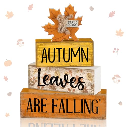 Lineshading 4 Pcs Fall Table Decorations Wooden Autumn Maple Leaf Decor - style: Autumn Leaves