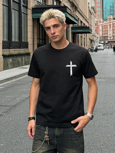 YHHR Christian Shirts for Men Faith Cross Bible Verse Graphic Tee - color: Deepgray, size: Large
