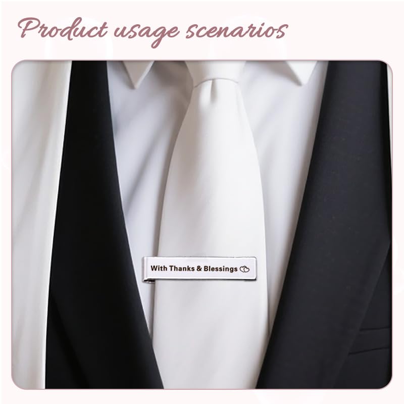 Novelty Mens Tie Clip for Wedding Graduation Gift for Him Son Grandson Birthday Christmas Gift Tie Clips for Dentist Pilot - style: with thanks and blessings
