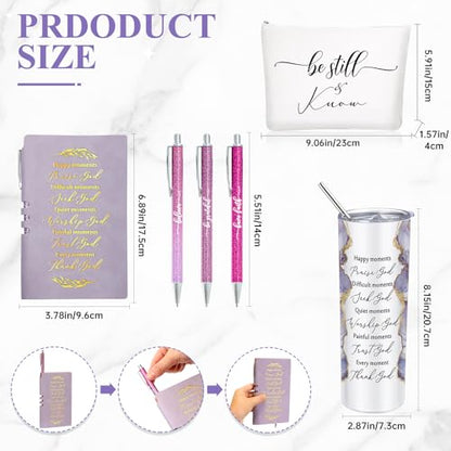 Domensi 6 Pcs Christian Gifts Set, 20 oz Tumbler Notepad Pens, Purple - color: Purple