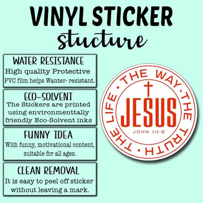 (3Pcs) Jesus The Way The Truth The Life Sticker Christian Inspirational Decals Motivational Decorate Laptop Phone Books Water Bottles Kindles Tumbler Waterproof Vinyl Stickers 3'' Inch - color: Jesus the Way the Truth the Life1