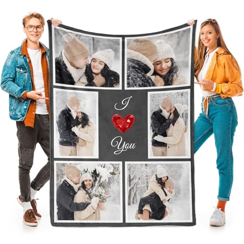 inkArts I Love You Gifts for Couples, Custom Blanket with Photos, Personalized Blankets with Pictures, Photo Blankets Using My Own Photos, Personalised Gifts for Christmas - color: 6 Photos