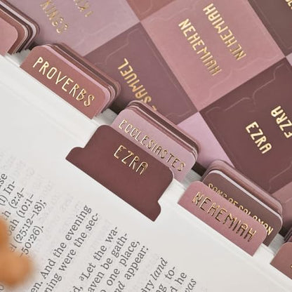 Laminated Bible Tabs for Women and Men, Gold Foil Embossed Lettering - style: Mocha Tone