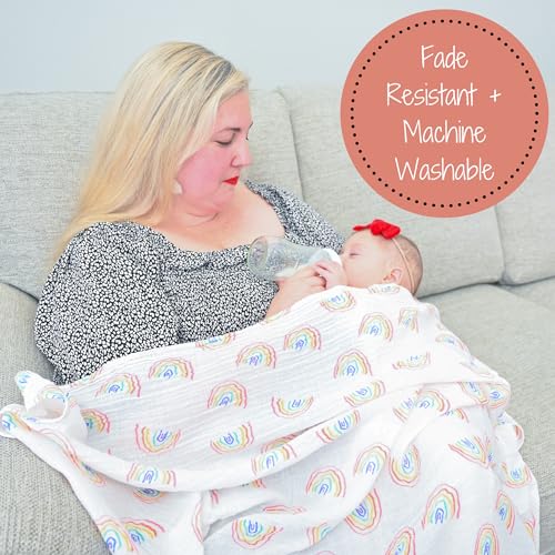 LollyBanks Muslin Swaddle Blanket, 47 x 47 in, Newborn Receiving Blanket - color: Brown, Blue, White, Black, Pink
