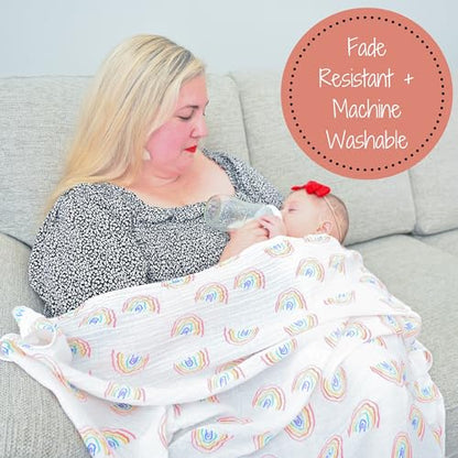 LollyBanks Muslin Swaddle Blanket, 47 x 47 in, Newborn Receiving Blanket - color: Brown, Blue, White, Black, Pink