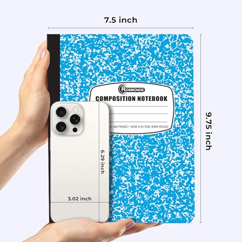 Rosmonde 1000 Pack Composition Notebooks Bulk, Wide Ruled, Assorted Marble - size: 1000 Pack