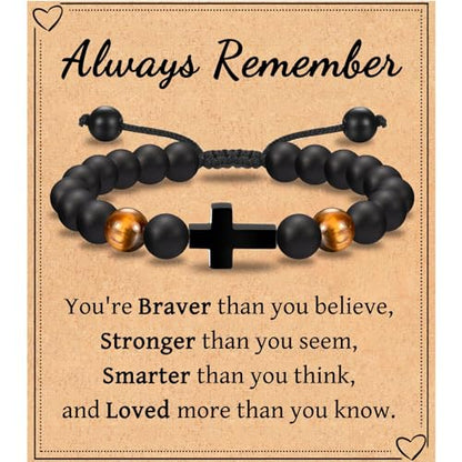 Leyung Cross Bracelet Gifts for Boys, Easter Basket Stuffers Baptism Gifts - color: Boy Gifts-Always remember...