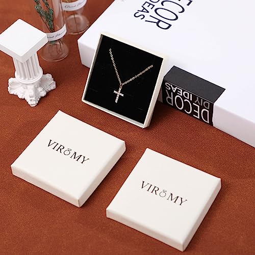 VIROMY Gold Cross Necklace for Women 14K Gold Plated Cute Sidways Cross Pendant Choker Necklaces Simple Trendy Everyday Jewelry for Women - style: Layered CZ Cross Necklace-38/44-Gold
