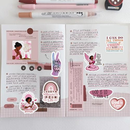100 Pcs Christian Prayer Board Stickers, Jesus Sticker for Water Bottles Laptop Scrapbook Journaling Planner, Bible Study Vision Board Supplies Christian Easter Gifts - color: Pink Black
