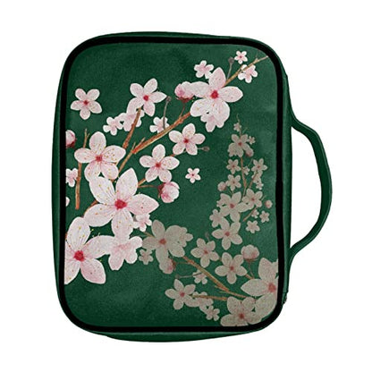 Coldinair Cherry Blossoms Print Bible Covers for Women,Cute Carrying Book Case Church Bag Bible Protector with Handle and Zipper Pocket,Green - color: Cherry Blossoms Green