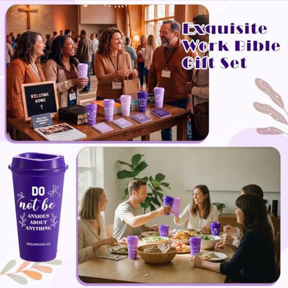 Skylety 12 Set Christian Gifts Bulk Scripture Cup Set, Purple Gradient - color: Purple Gradient