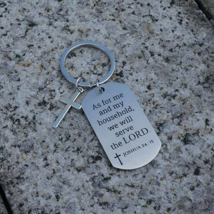 Inspirational Scripture Keychain with Cross - Bible Verse Matte Key Chain Religious Gift for Christian - style: Joshua 24:15
