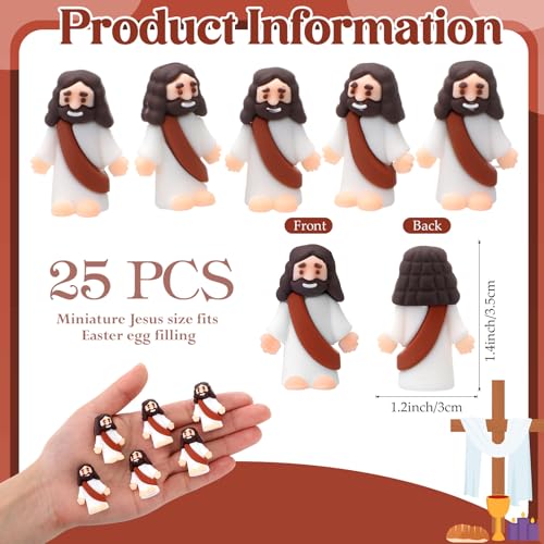 Bememo 25Pcs Mini Jesus Figure for Religious Favor,Brown - color: Brown
