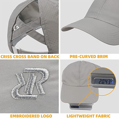 Women Criss Cross Ponytail Baseball Cap - color: Light Grey