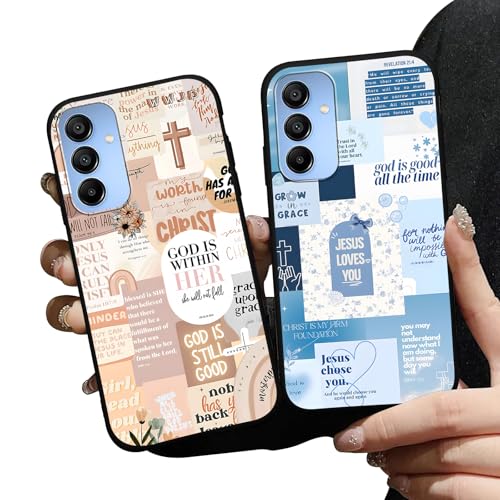 2 Pack Collage Jesus Cross Phone Case for Samsung Galaxy A15 6.5", Aesthetics Christian Bible Verse Quotes Design Cases for Girls Boy, Soft TPU Slim Shockproof Cases for Samsung A15 5G - color: Bible Verse, size: for Samsung Galaxy A15 5G