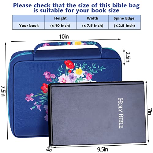Laumoi Bible Cover Case for Women 10'' Flower Bible Holder Case Large Religious Carrying Bag for Women Study Christian Book Gift(Elegant Flower) - style: Elegant Flower