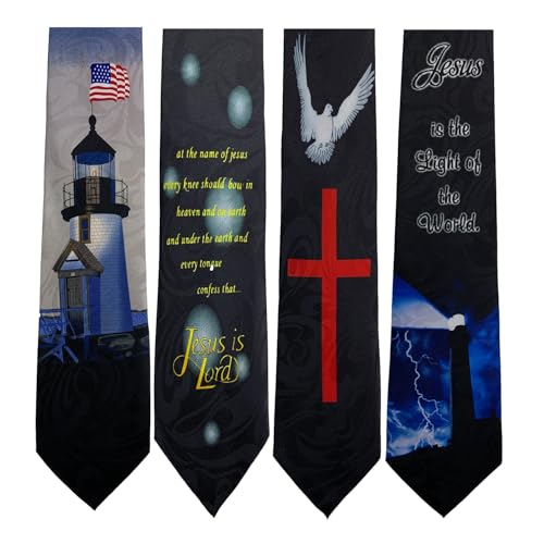 Pack of 4 Novelty Print Mens Neckties Christian Religious Jesus Neck Tie - color: 8