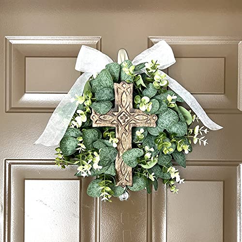 KSJONE Handmade Antique Design Rustic Look Wooden Wall Hanging Cross Decorative Religious Altar Spiritual Art Sculpture Home Living Room Décor Accessory for Christmas and Other Occasions (10 Inch) - size: 10"L x 6.5"W
