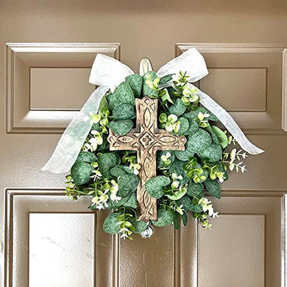 KSJONE Handmade Antique Design Rustic Look Wooden Wall Hanging Cross Decorative Religious Altar Spiritual Art Sculpture Home Living Room Décor Accessory for Christmas and Other Occasions (10 Inch) - size: 10"L x 6.5"W