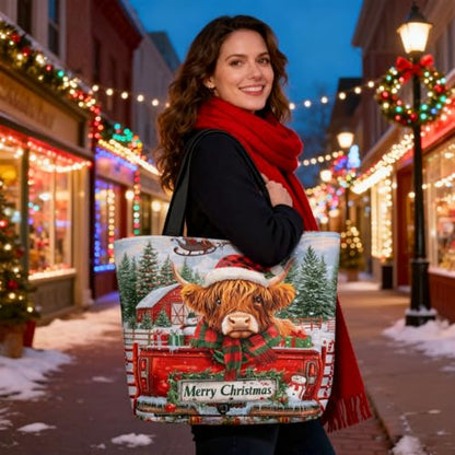 Funny Christian Tote Bags For Women With Zipper Christian Gifts For Work Gym Travel Beach Women With Large Capacity - color: Christmas