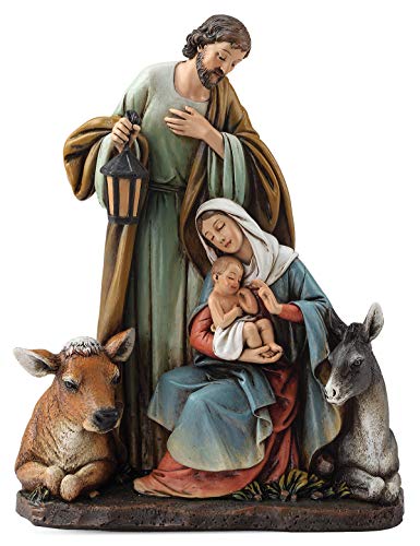 Joseph's Studio by Roman - 7.5" H Slim Profile Holy Family with Animals Nativity Figure, Religious Christmas Decoration