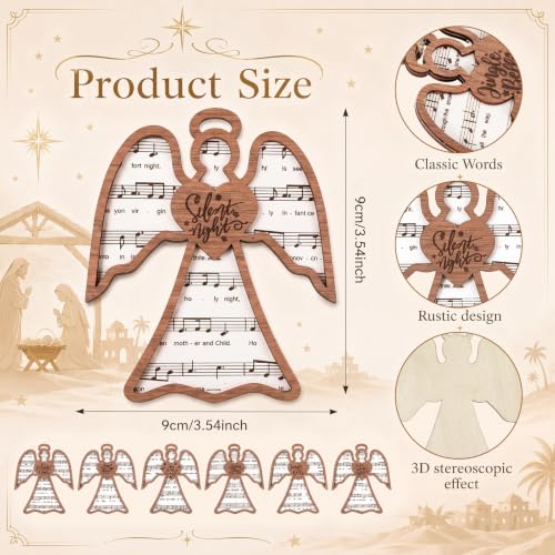 Shellwei 24 Pcs Christmas Wooden Nativity Ornaments Set Bulk Gift - style: Mom Angel