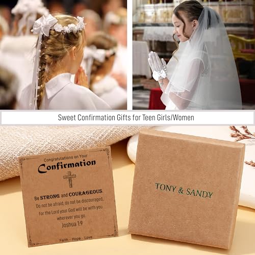 TONY & SANDY Christian Gifts for Women, Religious Cross Bracelet Faith Jewelry, Confirmation Baptism Christmas Birthday Gifts for Women, Unique Gifts for Teens Girls Kids Adults - style: Confirmation