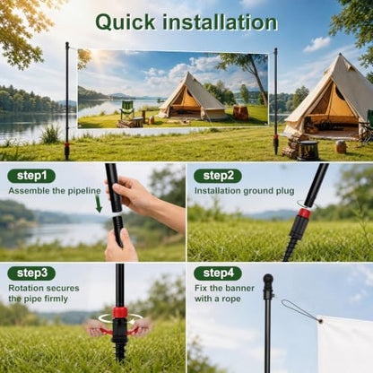 6.5FT Outdoor Banner Stand ,Adjustable Banner Pole with 2 Stakes
