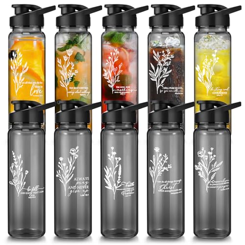 Skylety 10 Pcs Christian Water Bottles Bible Verse Plastic,Boho - style: Boho