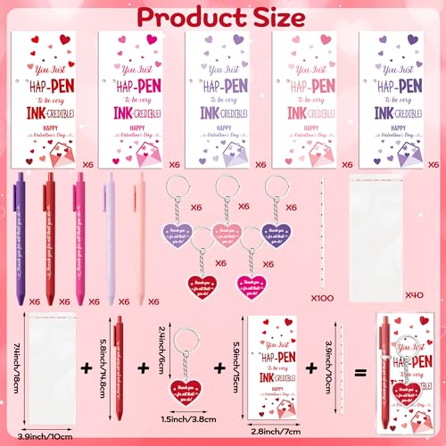 ANGOLIO Valentine's Day Employee Appreciation Gifts - 30 Sets Happy Valentines Bookmarks Pens Heart Keychains Bulk Pink Motivational Thank You Gifts for Team Staff Coworkers Employees Teachers Nurses - style: Valentine's Day