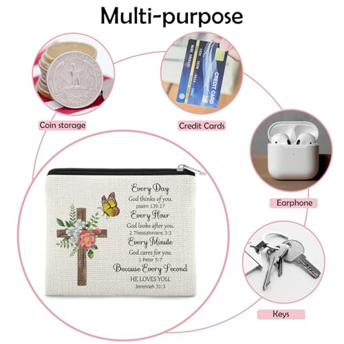 Christian Religious Coin Purse for Women Faith Scripture Gift Inspirational Bible Verse Themed Present for Sister Daughter Her Coin Pouch Friend Teen Christmas Birthday Gift Zipper Change Pouch - color: Religious Gift