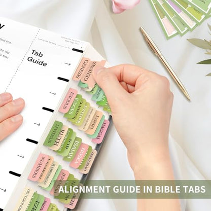 Taja Bible Tabs, 75 Large Print Index Tabs for Women & Men - color: E-waterlily Garden
