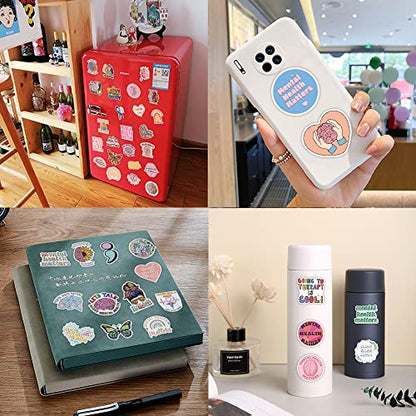205Pcs Mental Health Stickers Pack for Journals,Water Bottles,Mental Health Matters Awareness Items Waterproof Vinyl Decals Therapist Gifts for Laptops Bumper Book Decorative Doctor Reward Stickers - style: 205 PCS Mental Health Stickers
