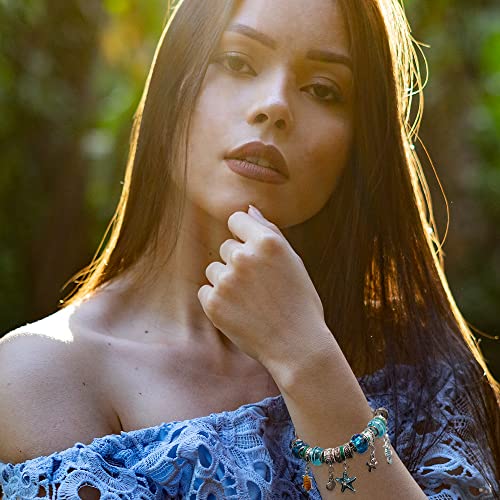 Madison Tyler Religious Prayer Bracelet For Women - style: Gold Plated/Silver Plated/Rose Gold Plated Patina Turquoise Stretch Heart Love Bracelet