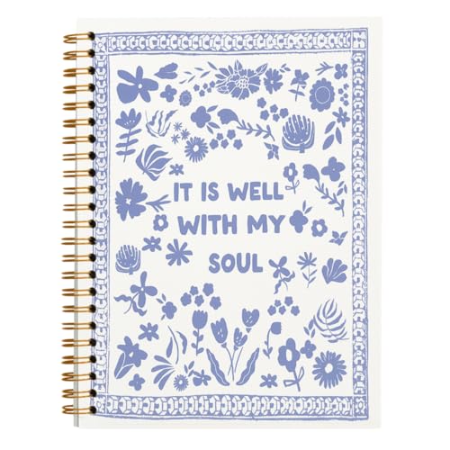 Christian Bible Spiral Notebook Journal Gifts for Women Teen Girls - color: blue wildflower