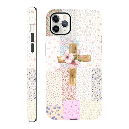 for iPhone 11 Pro Max 6.5'' Pink Flower Cross Christian Phone Case - color: Pink Flower Cross, size: iPhone 11 Pro Max